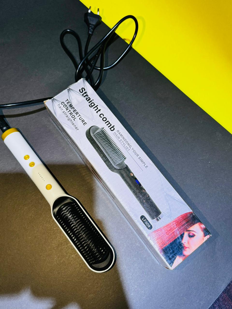 HQT-909B Hair Straightener - Ceramic Heated Hair Brush - Heating Electric Hair Straightener