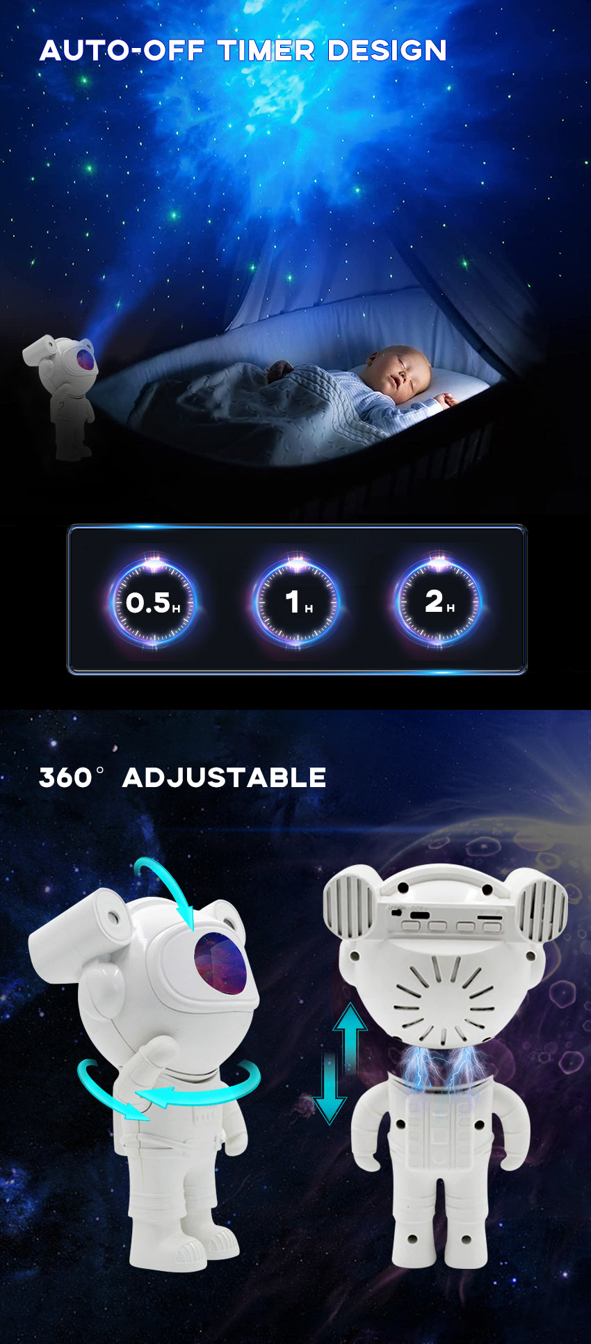 Astronaut Galaxy Night Light Stars Projector