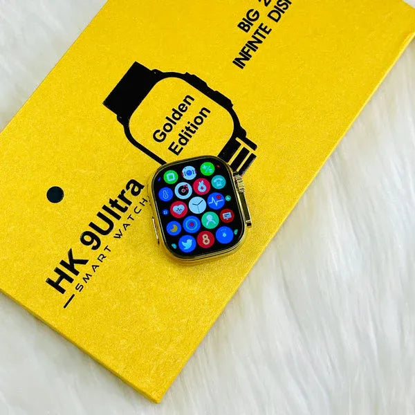 HK9 Ultra Golden Edition: Dual Straps, 2.2-Inch Infinite Display Smartwatch in Glamorous Gold