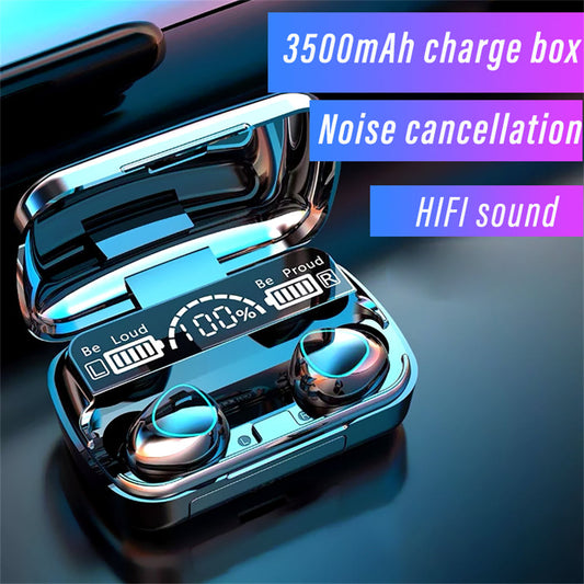 TWS Bluetooth Earphones 3500mAh Charging Box Wireless Waterproof Earbuds with Mic Sports