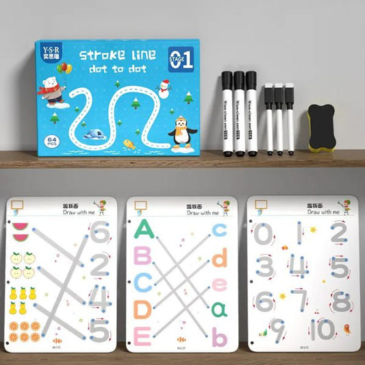 Kids Educational Learning Tracing Book ( 64 Pages) | With Two Markers Duster Attached (big Size)
