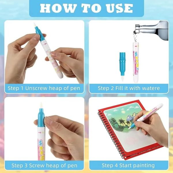 Magic Water Book Painting Drawing Coloring Board Book Magic Water Pen